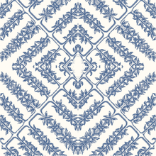 Load image into Gallery viewer, Flora Tile Milk Sapphire Fabric