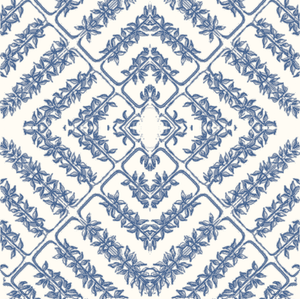 Flora Tile Milk Sapphire Fabric