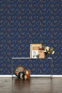 Field of Tulips Blue Wallcovering