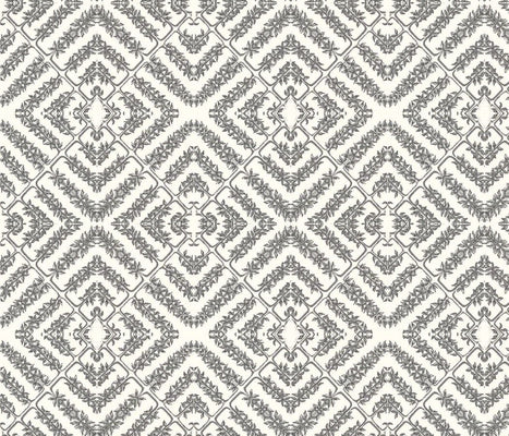 Flora Tile Milk Greys Fabric