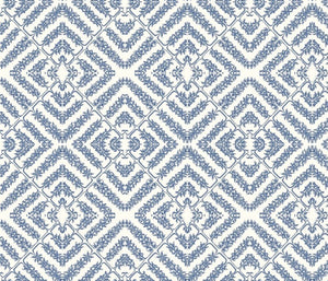 Flora Tile Milk Sapphire Fabric