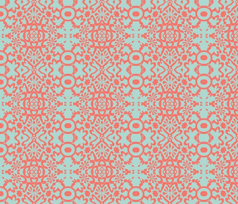 Geo Glass Summer Coral Fabric