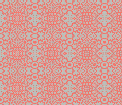 Geo Metropolitan Summer Coral Fabric
