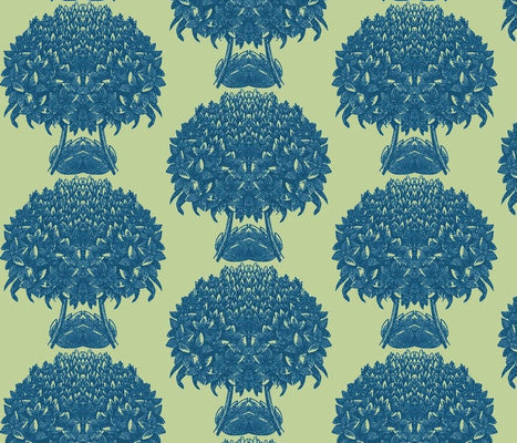 Hydrangea Topiary Celery Sapphire Fabric