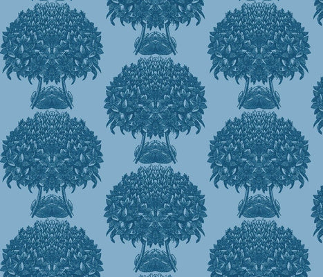 Hydrangea Topiary Cornflower Blue Fabric