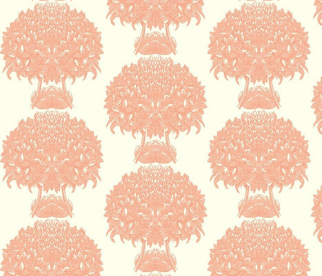 Hydrangea Topiary Eggshell Coral Fabric