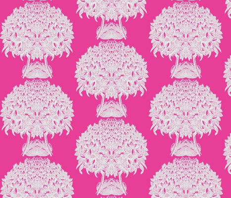 Hydrangea Topiary Hot Orchid White Fabric