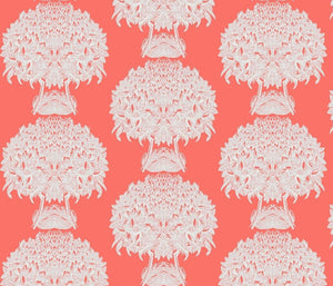Hydrangea Topiary Summer Coral Fabric