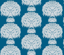 Load image into Gallery viewer, Hydrangea Topiary Summer Blues White Fabric