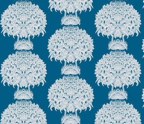 Hydrangea Topiary Summer Blues White Fabric
