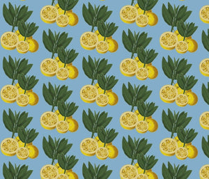 Italian Lemons Cornflower Fabric