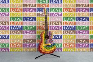 Love by Larry Yes - Rainbow on White Wallcovering