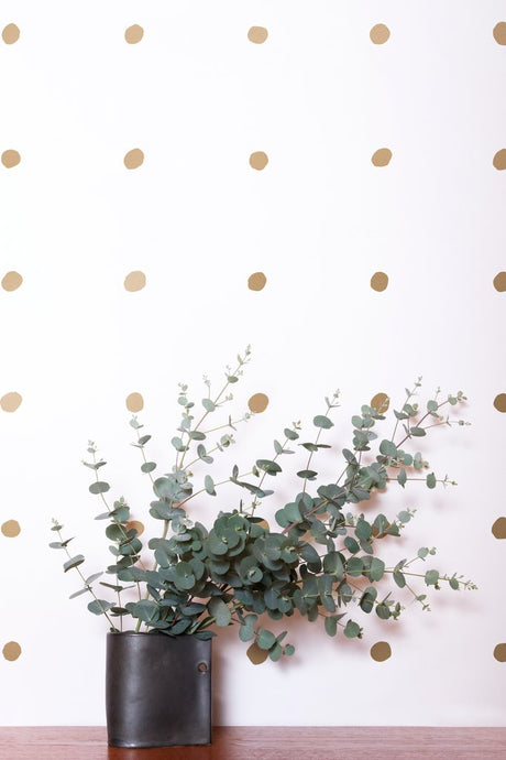 Dimes - Gold on White Wallcovering