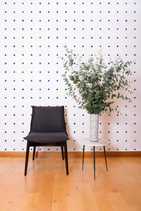 Dimes - Yves Blue on White Wallcovering