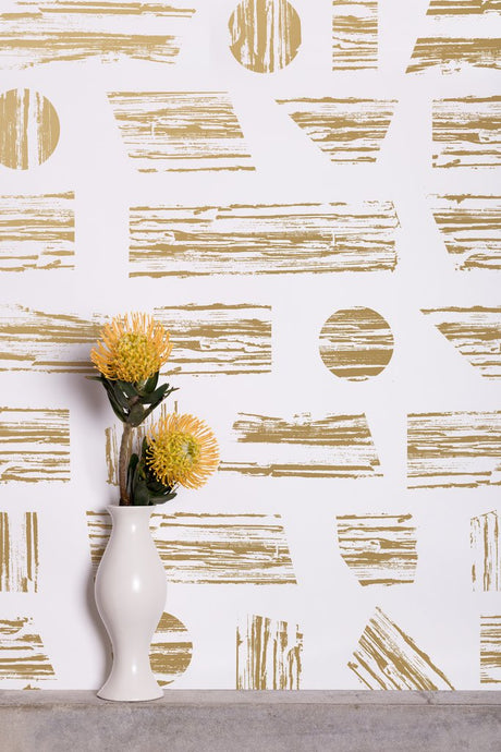 Goldendale - Gold on White Wallcovering