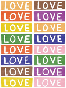 Love by Larry Yes - Rainbow on White Wallcovering