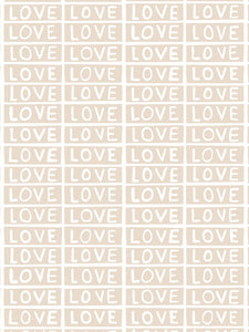 Love by Larry Yes - Taupe on White Wallcovering