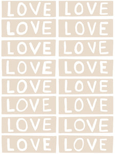 Love by Larry Yes - Taupe on White Wallcovering