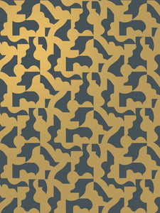 Mixed Signals - Gold on Charcoal Wallcovering