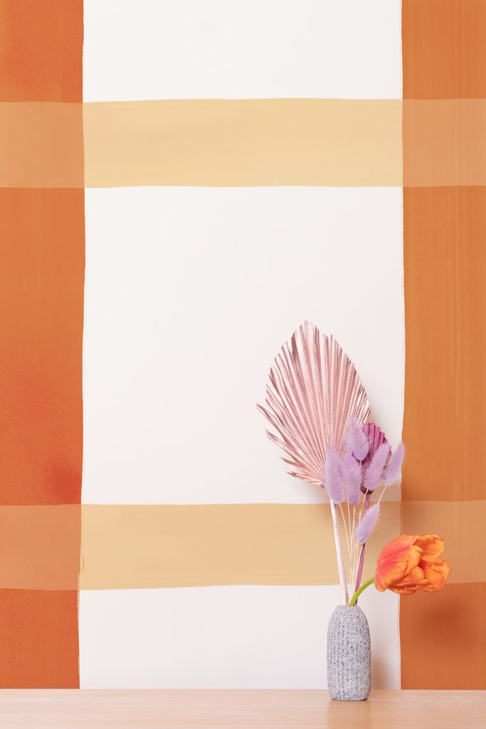 Natural Gifts - Terra Cotta and Blush on White Wallcovering