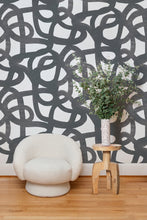 Load image into Gallery viewer, Le Freak - Inky Black on White Wallcovering