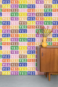 Yes by Larry Yes - Rainbow on White Wallcovering