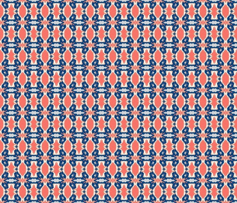 Kandeel Summer Coral Navy Fabric