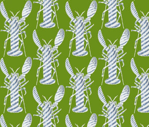 Lobster Stripe Peridot Blue Fabric