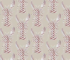 Lobster Stripe Biscuit Red Jacket Fabric