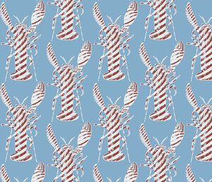 Lobster Stripe Cornflower Red Jacket Fabric