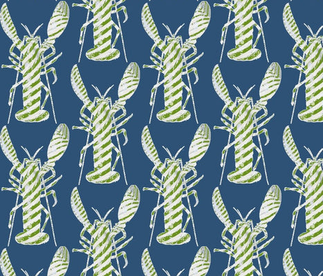 Lobster Stripe Cadet Peridot Fabric