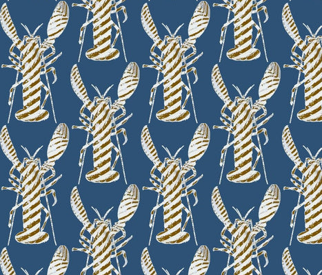 Lobster Stripe Cadet Saddle Fabric