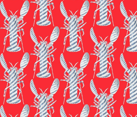 Lobster Stripe Poppy Fabric
