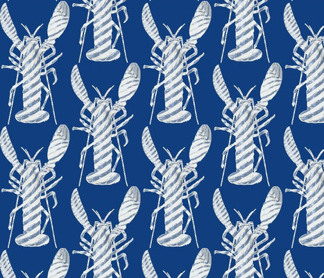 Lobster Stripe Sapphire Fabric