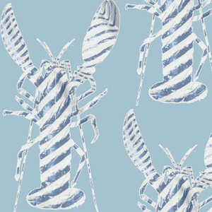 Lobster Stripe Sky Blues Fabric