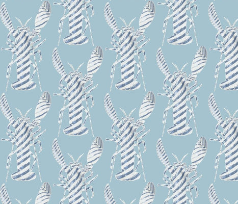 Lobster Stripe Sky Blues Fabric