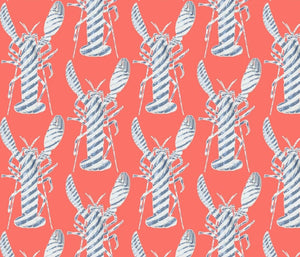 Lobster Stripe Summer Coral Fabric