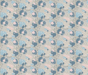 Leopard Vortex Biscuit Blue Chalk Fabric
