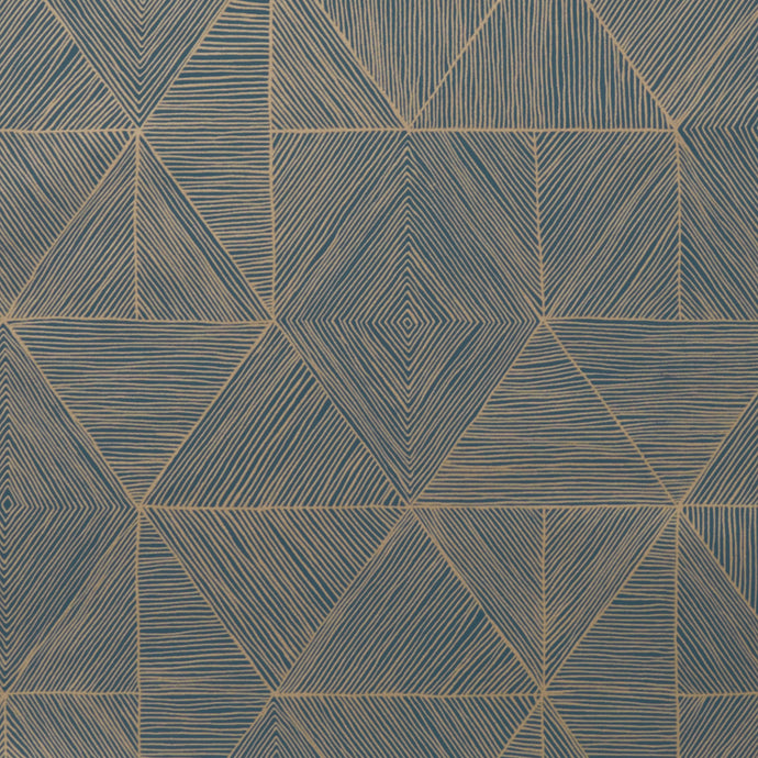 Mica - Gold on Blue Wallcovering