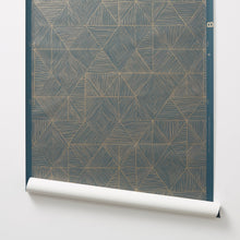 Load image into Gallery viewer, Mica - Gold on Blue Wallcovering