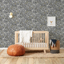 Load image into Gallery viewer, Perennial - White on Dark Grey Wallcovering