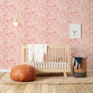 Perennial - Pink on Off White Wallcovering
