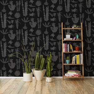 Pointy - White on Black Wallcovering