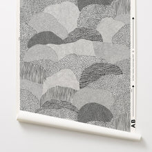 Load image into Gallery viewer, Roll Right - Black on White Wallcovering