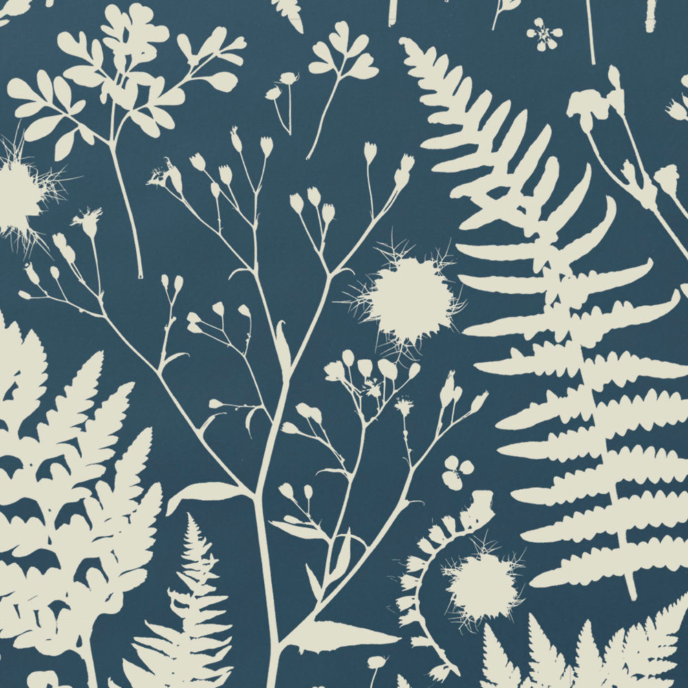 Forage - Parchment on Blue Wallcovering