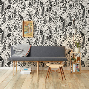 Forage - Black on Parchment Wallcovering
