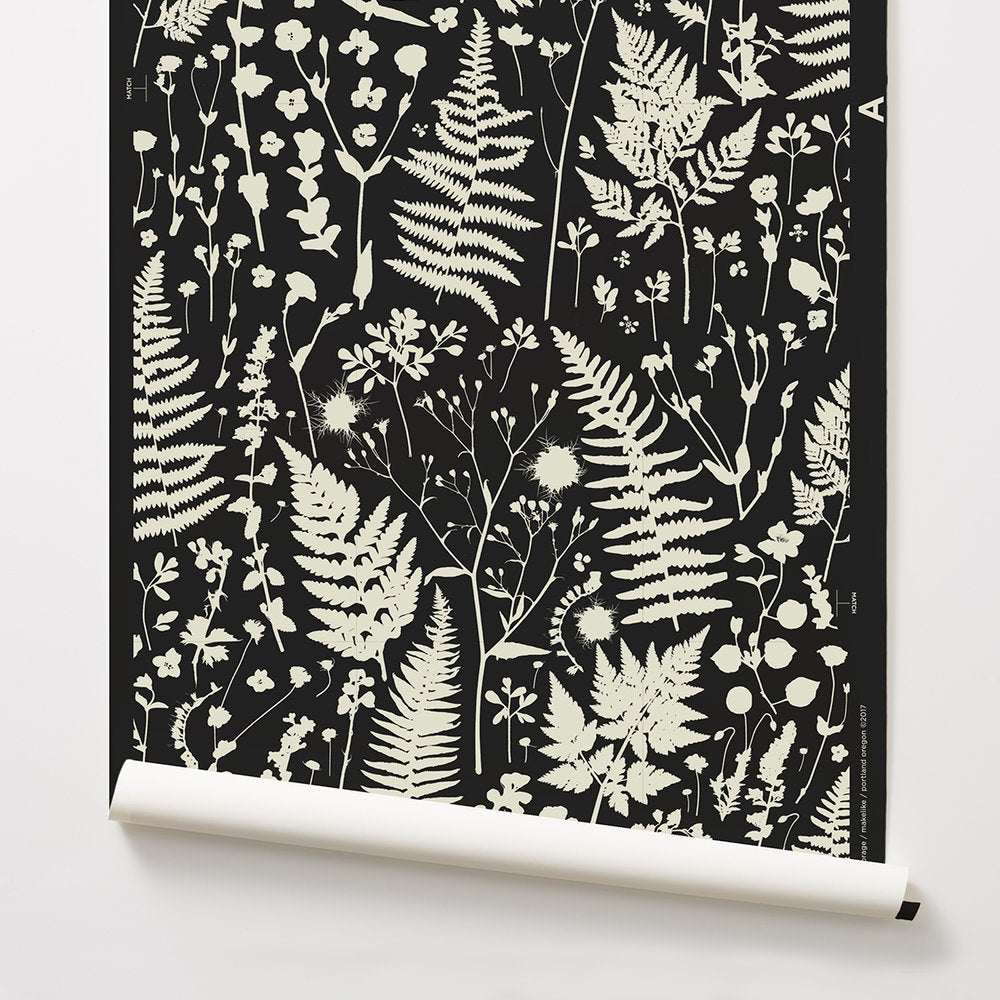 Forage - Parchment on Black Wallcovering