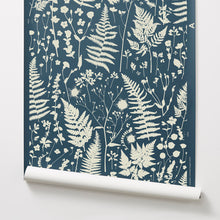 Load image into Gallery viewer, Forage - Parchment on Blue Wallcovering