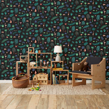 Load image into Gallery viewer, Wild - Bright on Black Wallcovering