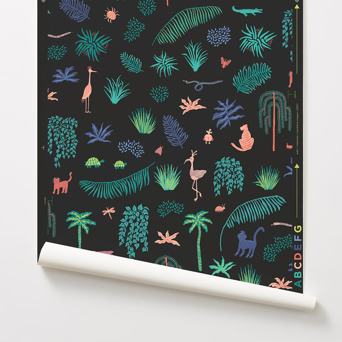 Wild - Bright on Black Wallcovering